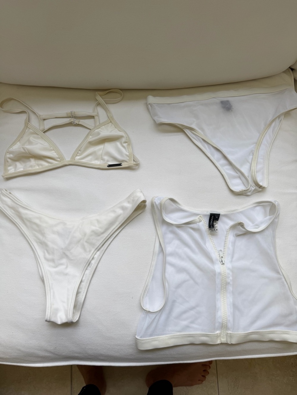 Kendall & Kylie White Three-Piece Swim Set